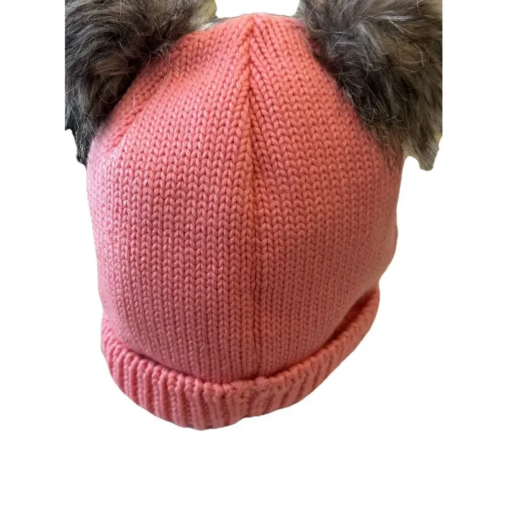 Pink Columbia Youth Snow Pom Beanie Cat Ears One Size Columbia Pink Double Pom